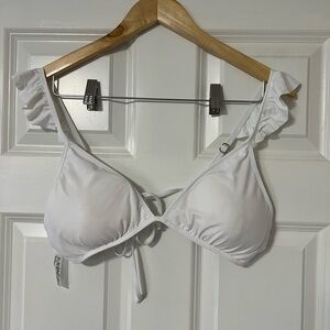 Lulu's Elegant White Ruffled Bikini Top